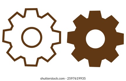 brown ,black Gear icon set. settings icon. cogs symbol. gear wheel mechanism. black outline and filled version. Gear symbol vector sign isolated on white background. New business idea, teamwork, eps10