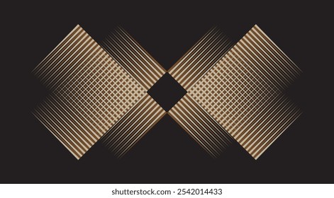 Brown and black geometric patterns: abstract rhombus and op line art vector illustration.