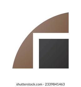 Brown and Black Geometrical Letter R Icon on a White Background