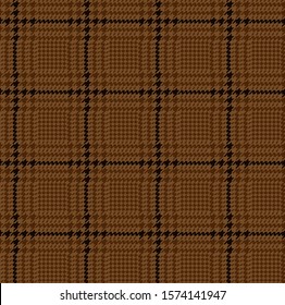 Brown and black glen check pattern. Stylish hounds tooth checkered design.