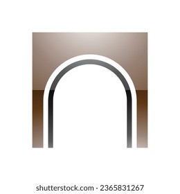 Brown and Black Glossy Arch Shaped Letter N Icon on a White Background