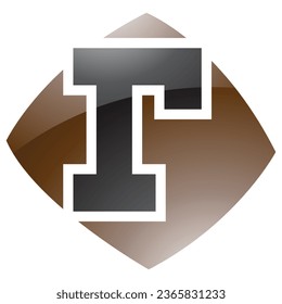 Brown and Black Glossy Bulged Square Shaped Letter R Icon on a White Background