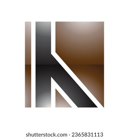 Brown and Black Glossy Letter H Icon with Straight Lines on a White Background