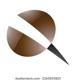 Brown and Black Glossy Screw Shaped Letter Q Icon on a White Background