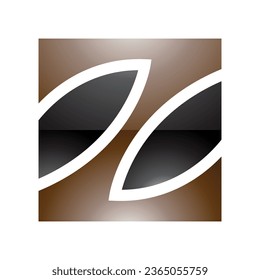 Brown and Black Glossy Square Shaped Letter Z Icon on a White Background