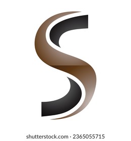 Letra marrón y negra trenzada con forma de letra S icono en un fondo blanco