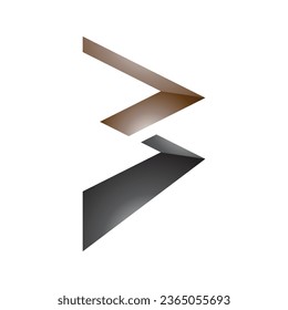 Marrón y negro Glossy Zigzag con forma de letra B icono en un fondo blanco