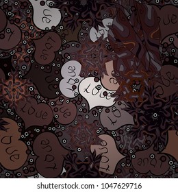 Brown, black and gray Vector illustration. Seamless Love fabric pattern for background.