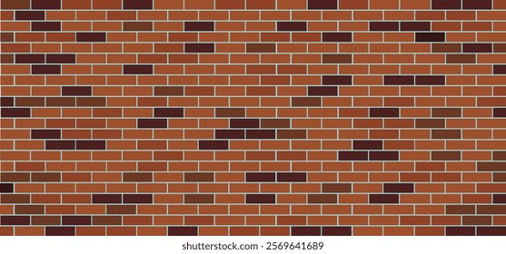 Brown or black grunge, empty background brick wall side view. Funny vector block stone for texture banner or wallpaper. Urban sign. Building brick pattern, seamless. Background for masonry