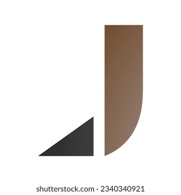 Brown and Black Letter J Icon with a Triangular Tip on a White Background