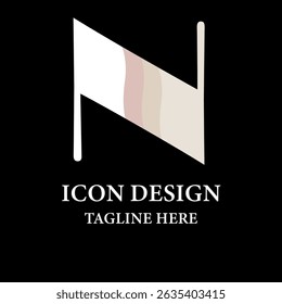 Brown and Black N logo design Shaped Letter N Icon