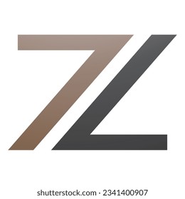 Brown and Black Number 7 Shaped Letter Z Icon on a White Background