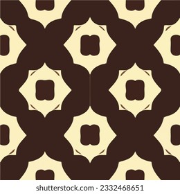 Brown and black pattern on a white background, reminiscent of art deco style. Its seamless design showcases symmetrical motifs, creating a harmonious and captivating effect.