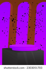 Brown, Black and Purple product display. Mockup Stage showcase for presentation. Abstract cylinder pedestal podium. Vector minimal geometric forms, empty scene.