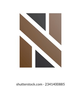 Brown and Black Rectangle Shaped Letter N Icon on a White Background