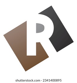 Brown and Black Rectangle Shaped Letter R Icon on a White Background