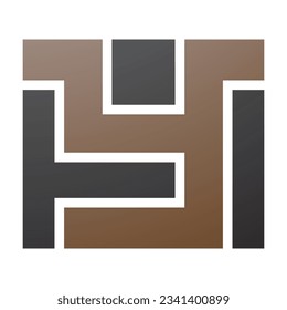 Brown and Black Rectangle Shaped Letter Y Icon on a White Background