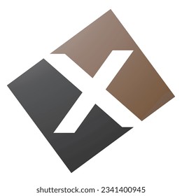 Brown and Black Rectangle Shaped Letter X Icon on a White Background