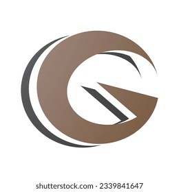Brown and Black Round Layered Letter G Icon on a White Background