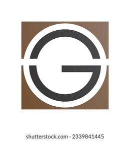 Braun und Schwarz Runde und quadratischer Buchstabe G Symbol auf weißem Hintergrund