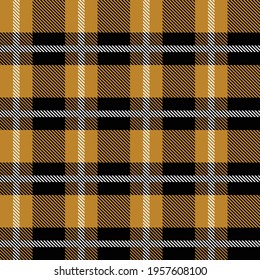 Brown and black Scotland textile seamless pattern. Fabric texture check tartan plaid. Abstract geometric background for cloth, card, fabric. Monochrome graphic repeating design.Modern squared ornament