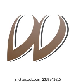 Brown and Black Spiky Italic Shaped Letter W Icon on a White Background