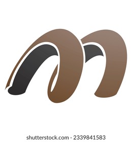 Brown and Black Spring Shaped Letter M Icon on a White Background