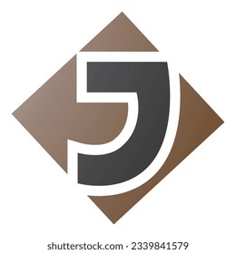 Brown and Black Square Diamond Shaped Letter J Icon on a White Background