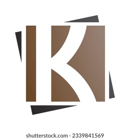 Brown and Black Square Letter K Icon on a White Background