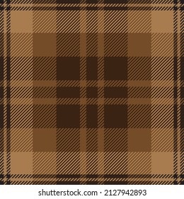 Brown and black tartan plaid. Scottish pattern fabric swatch close-up. 