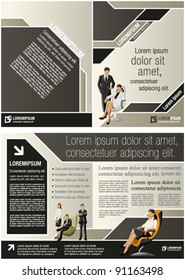 Brown and black template for advertising brochure with business people