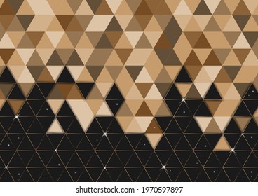 Brown and black triangle background with little stars, modern design, geometric shape, business and technology, presentation