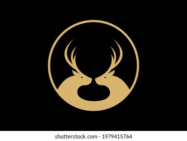 Brown black of twin deer in circle design