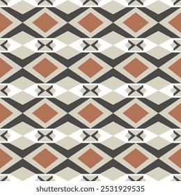 Brown, black, and white vintage geometric vector patterns that are traditional, ethnic, Navajo, or Native American Indian. Design for clothing, curtains, carpets, sarongs, Hmong, and fabric edges.

