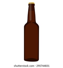 Brown blank full beer glass bottle vector isolated, alcohol