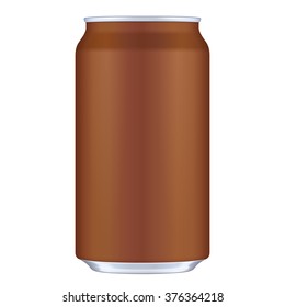 Brown Blank Metal Aluminum 330ml Beverage Drink Can. Illustration Isolated. Mock Up Template Ready For Your Design. Vector EPS10
