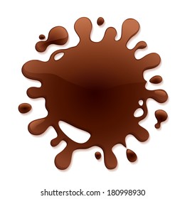 Brown blotch isolated on white background. Paint or chocolate spot.