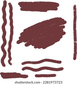 brown blots. blots. chalk strokes. chalk texture. set of strokes