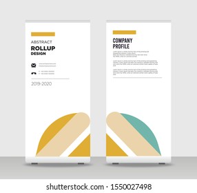 Brown blue Abstract Shapes Modern Exhibition Advertising Trend Business Roll Up Banner Stand Poster Brochure flat design template creative concept. White background Roll Up EPS. Presentation