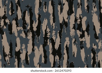 Brown blue black ikat bold grunge, abstract canvas fashion hand seamless wave fabric ornament pattern repeat sketch blur flow ethnic stripe dynamic cloth distortion textile traditional brush draw