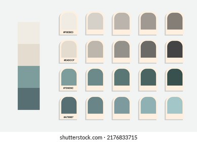 Brown blue color palette, pastel colors catalog, colour matching, rgb pantone colors, harmonious colours palette sample, design and edit idea, compatible color codes