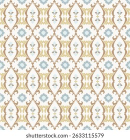 Arrière-plan marron et bleu damassé harmonieux vintage. Ornement à la mode, fond d'écran moderne, tissus et enveloppement. Style traditionnel.