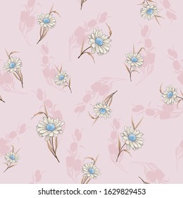 brown and blue flower pattern on pink background