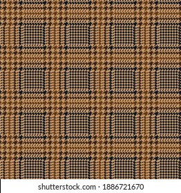 Brown and blue glen check pattern. Stylish hounds tooth checkered plaid.