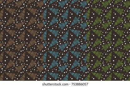 Brown Blue Green Pine Tree Snow Pattern