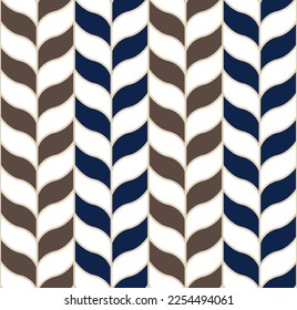Brown and blue herringbone tile. Art Deco ornamental design. 