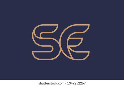 brown blue line alphabet letter SE S E logo combination icon for a company business or corporate identity design