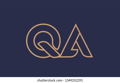 brown blue line alphabet letter QA Q A logo combination icon for a company business or corporate identity design