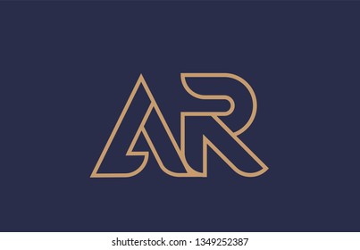 brown blue line alphabet letter AR A R logo combination icon for a company business or corporate identity design