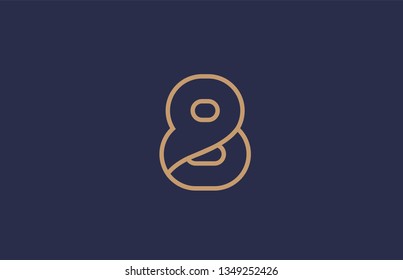 brown blue line number 8 logo icon for a company business or corporate identity design